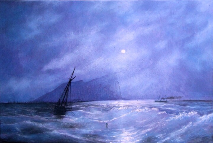 Painting titled "Гибралтар ночью / G…" by Albert Marquet, Original Artwork, Oil