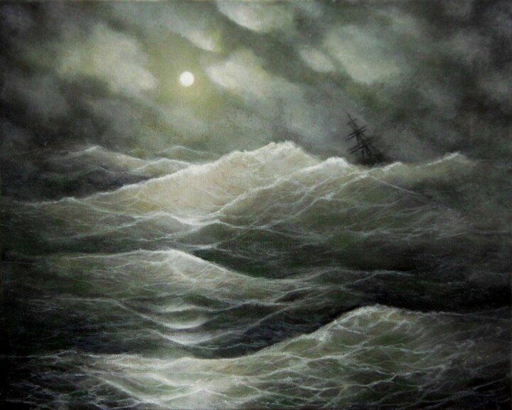 Peinture intitulée "Буря на море ночью…" par Albert Marquet, Œuvre d'art originale, Huile