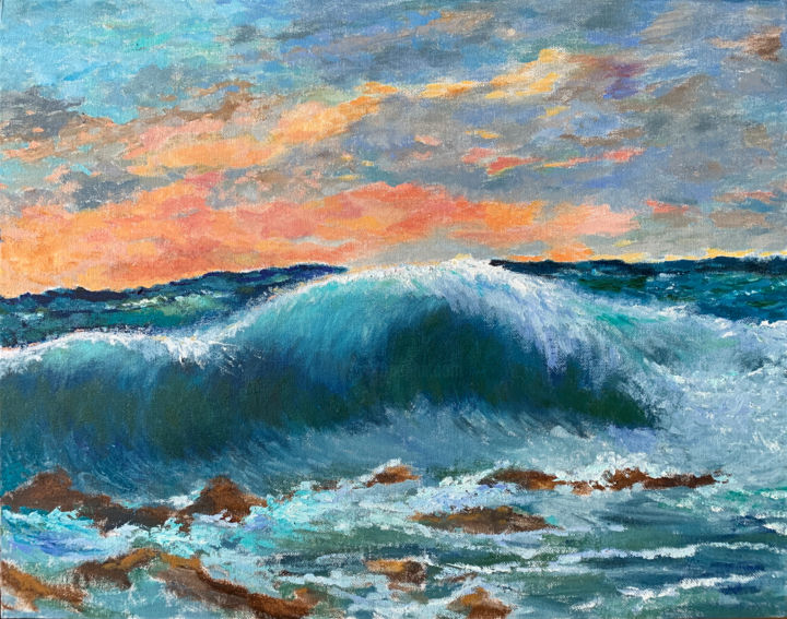 Peinture intitulée "The Wave (№2)" par Albert Safiullin, Œuvre d'art originale, Huile