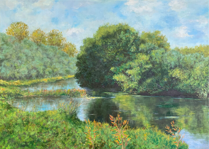Painting titled "The Protva River (№…" by Albert Safiullin, Original Artwork, Oil