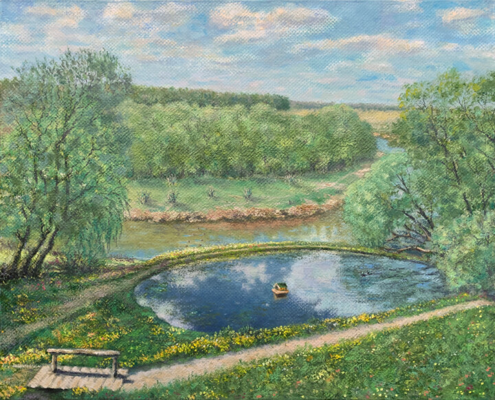 Painting titled "The Protva River" by Albert Safiullin, Original Artwork, Oil