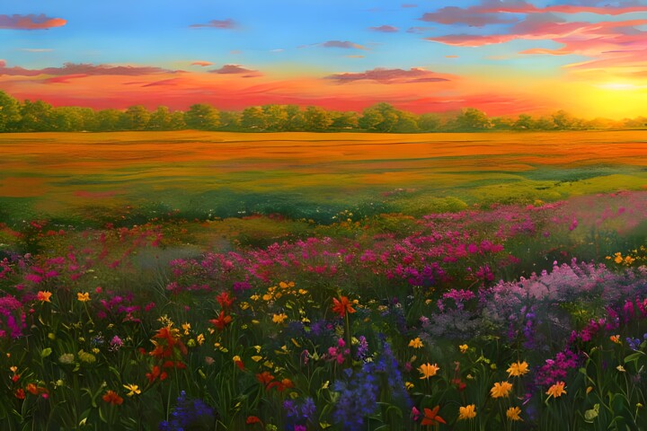 Arte digital titulada "Painting of a field…" por Albertbs, Obra de arte original, Pintura Digital