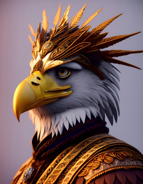 Digital Arts titled "Slender eagle with…" by Albertbs, Original Artwork, AI generated image