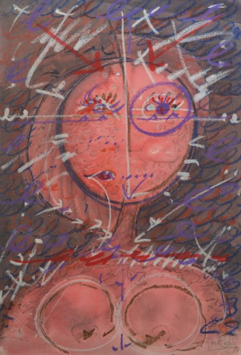 Peinture intitulée "Cabeza de mujer 15" par Albert Casals, Œuvre d'art originale, Autre