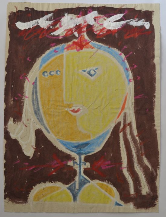 Painting titled "Cabeza de mujer 20" by Albert Casals, Original Artwork, Other