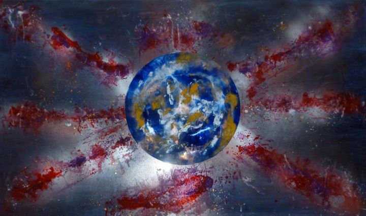 Peinture intitulée "Eclipse Universe" par Albert Derriennic, Œuvre d'art originale, Acrylique