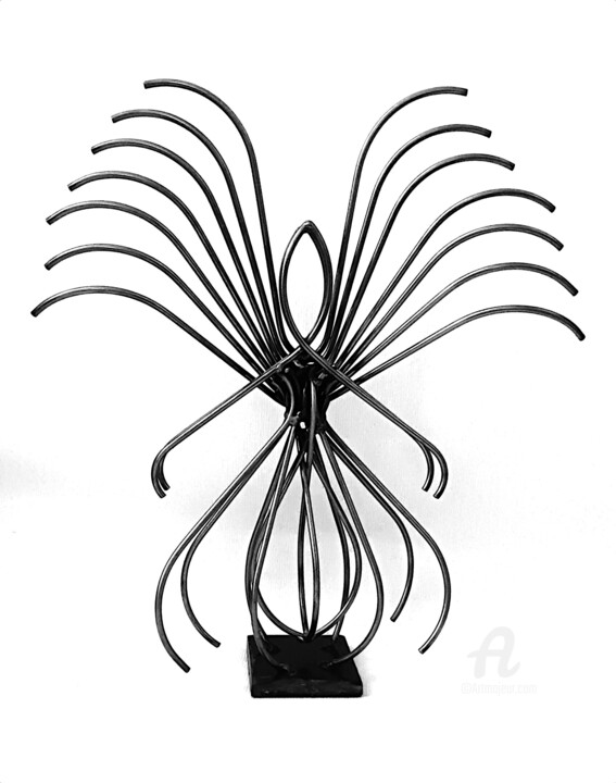 Sculpture titled "The Flower Sprite" by Albert Dura, Original Artwork, Metals