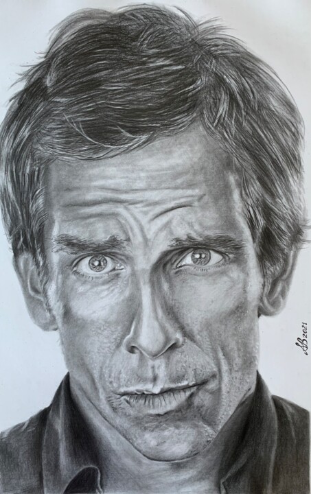 Drawing titled "Ritratto Ben Stiller" by Alberto Beatrice, Original Artwork, Pencil