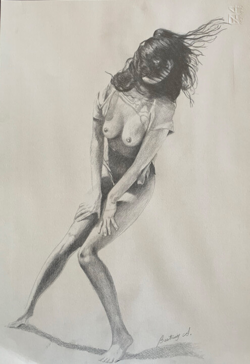 Dibujo titulada "nudo di donna - leg…" por Alberto Beatrice, Obra de arte original, Lápiz