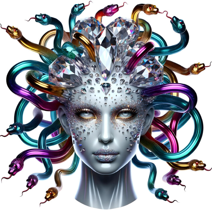 Digital Arts titled "Medusa: The Luminou…" by Alberto Capitani, Original Artwork, AI generated image