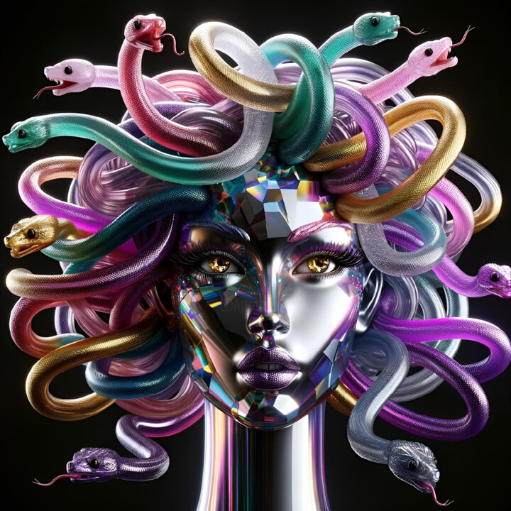 Arts numériques intitulée "Medusa: Prism of Se…" par Alberto Capitani, Œuvre d'art originale, Image générée par l'IA