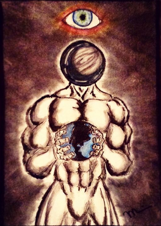 Dibujo titulada "Universe" por Alberto Mateos, Obra de arte original,