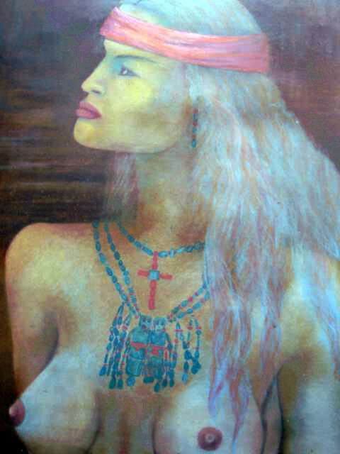 Schilderij getiteld "La yaqui" door Alberto Thirion, Origineel Kunstwerk, Olie