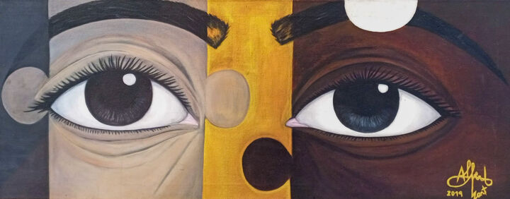 Painting titled "O segundo olhar" by Alberto Vimpi, Original Artwork, Acrylic