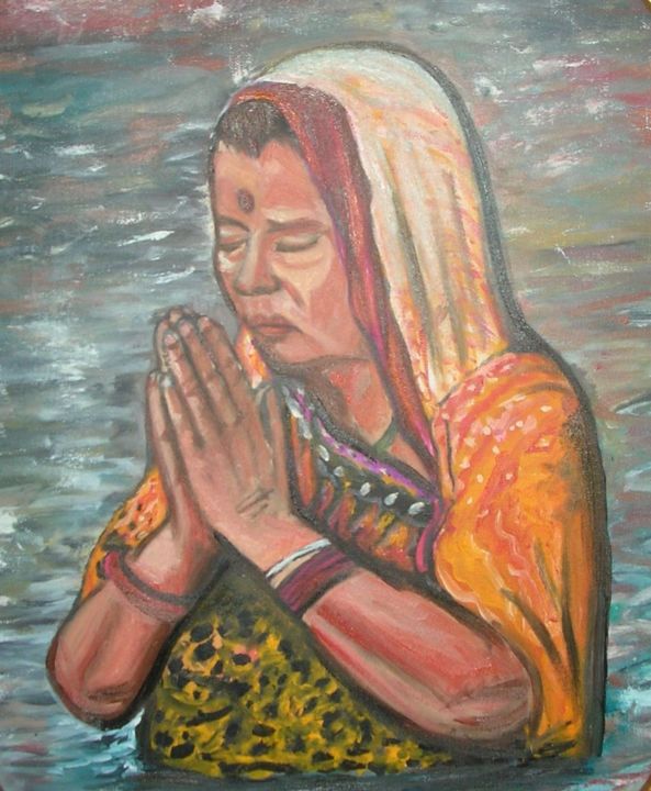 Pittura intitolato "Vandana Shiva" da Alberto C., Opera d'arte originale