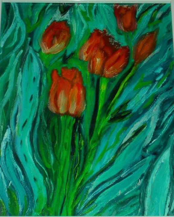 Painting titled "tulipani 2" by Alberto C., Original Artwork
