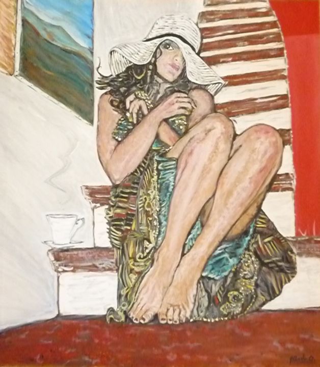 Peinture intitulée "L'amante" par Alberto C., Œuvre d'art originale, Huile