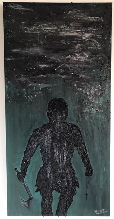 Painting titled "GUERREIRO" by Alberto Funda, Original Artwork, Acrylic