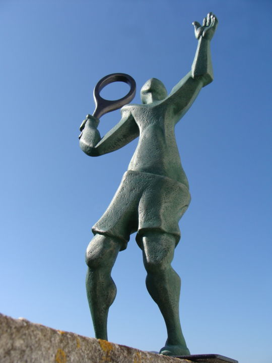 Escultura intitulada "joueur de tennis" por Alberto Kissola, Obras de arte originais, Resina