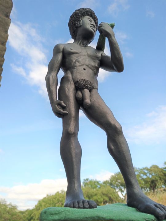 「David africano」というタイトルの彫刻 Alberto Kissolaによって, オリジナルのアートワーク, 樹脂