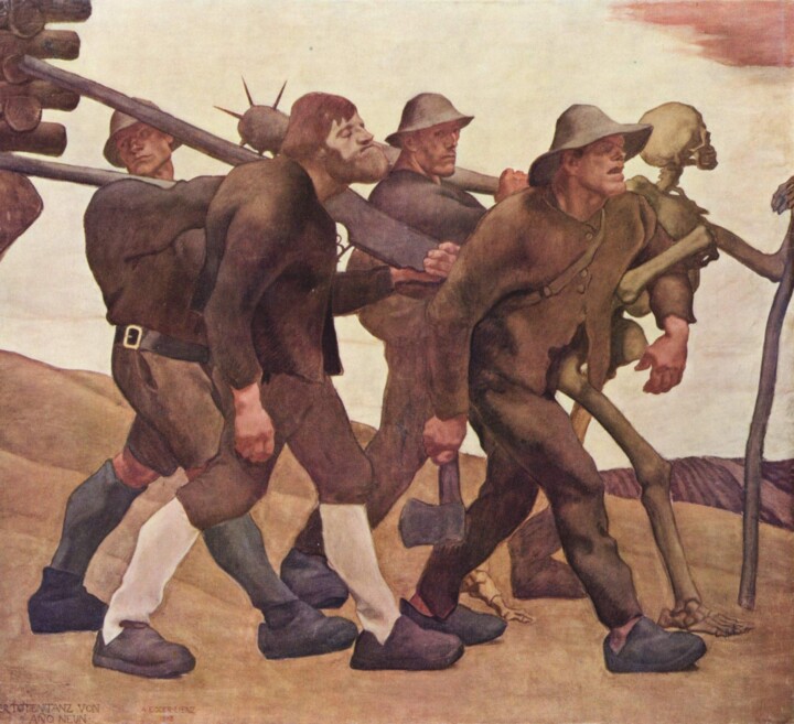 Painting titled "The dance of death…" by Albin Egger-Lienz, Original Artwork, Oil