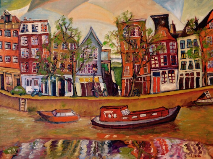 Peinture intitulée "Amsterdam" par Albina Urbanek, Œuvre d'art originale, Huile