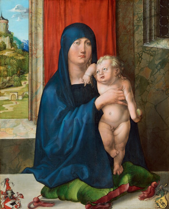 Malerei mit dem Titel "Madonna and Child" von Albrecht Dürer, Original-Kunstwerk, Öl