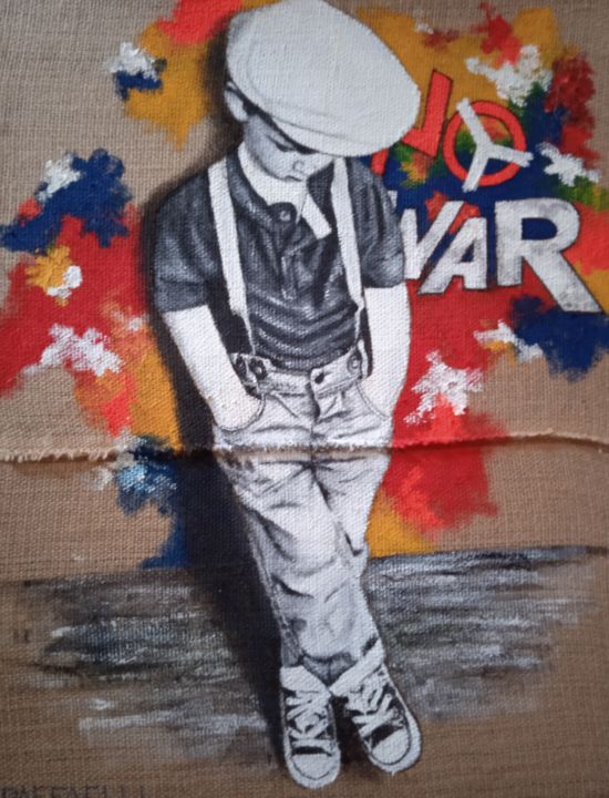 Painting titled "No war" by Alberto Raffaelli, Original Artwork, Acrylic
