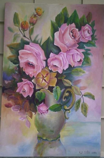 Pintura intitulada "Rosas" por Alceo Luiz De Costa Dcosta, Obras de arte originais