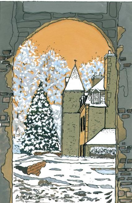 "neige au manoir" başlıklı Tablo Alain Delafosse tarafından, Orijinal sanat