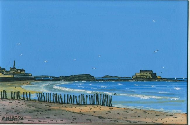 Painting titled "st malo" by Alain Delafosse, Original Artwork