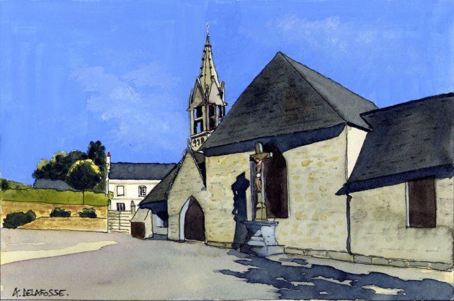 Pintura titulada "chapelle de lanvene…" por Alain Delafosse, Obra de arte original