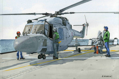 Painting titled "hélicoptère Lynx, 3…" by Alain Delafosse, Original Artwork, Other