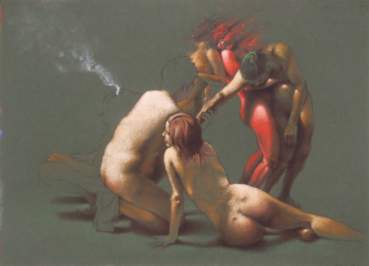 Dibujo titulada "Claustros" por Aldo Ciccione Chacal, Obra de arte original,