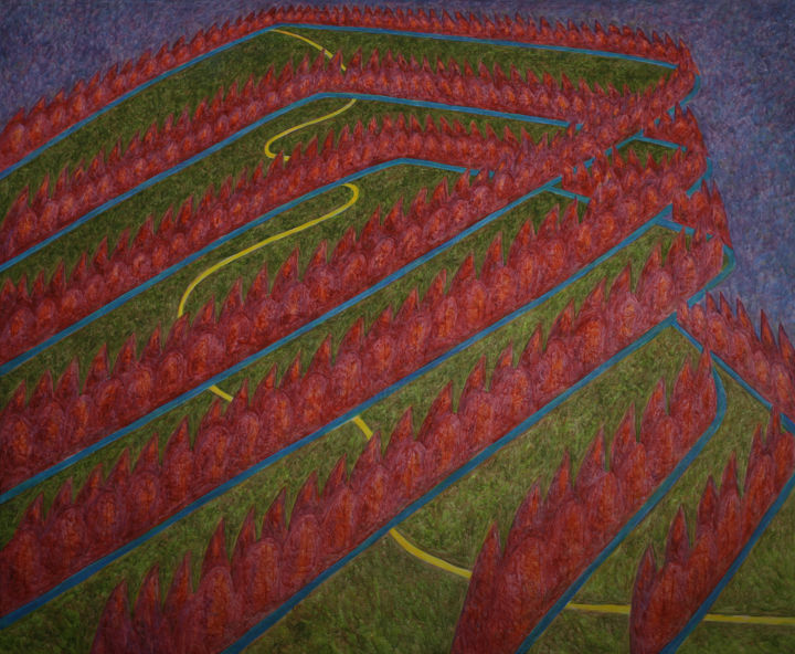 Картина под названием "Красный холм" - Алексей Филиппов, Подлинное произведение искусства