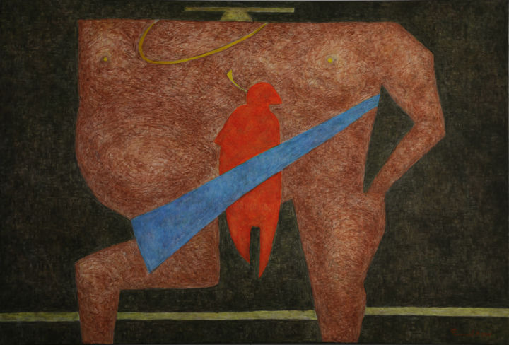 Painting titled "Красная кукла" by Aleksei Filippov, Original Artwork