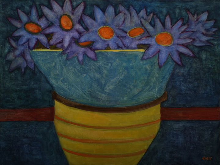 Картина под названием "Синие цветы" - Алексей Филиппов, Подлинное произведение искусства