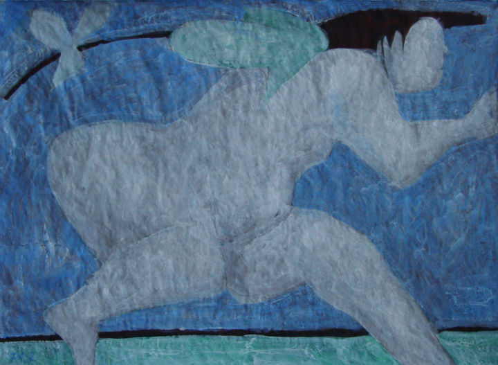 Картина под названием "Фигура на голубом" - Алексей Филиппов, Подлинное произведение искусства