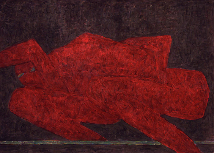 Картина под названием "Красная фигура" - Алексей Филиппов, Подлинное произведение искусства