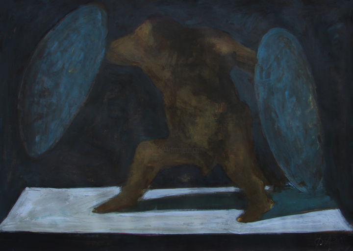 Картина под названием "Фигура со щитами, б…" - Алексей Филиппов, Подлинное произведение искусства, Акрил