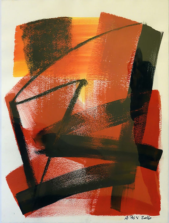 Painting titled "Negato rosso" by Bisi, Original Artwork, Gouache