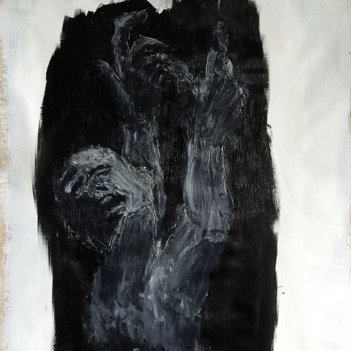 Malerei mit dem Titel "Scream for help" von Alec Rembratt, Original-Kunstwerk, Öl