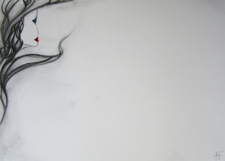 Dessin intitulée "Féminité" par Alef., Œuvre d'art originale, Crayon