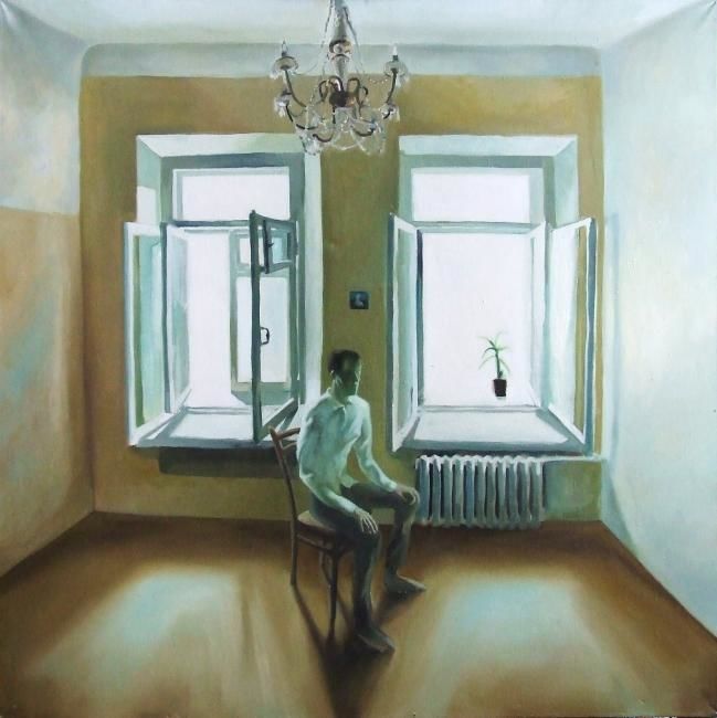 Картина под названием "The men sitting on…" - Alina, Подлинное произведение искусства