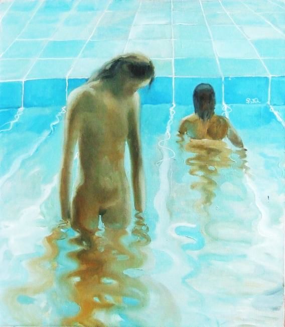 Картина под названием "Pool" - Alina, Подлинное произведение искусства