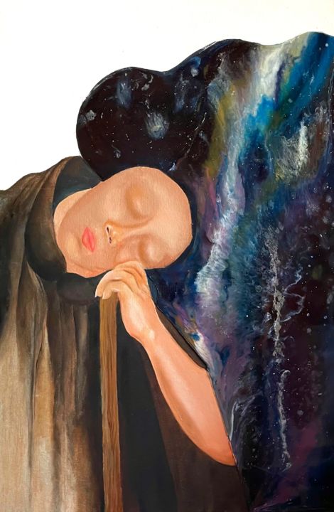 Malerei mit dem Titel "Dreamer" von Abrar Aleisa, Original-Kunstwerk, Öl
