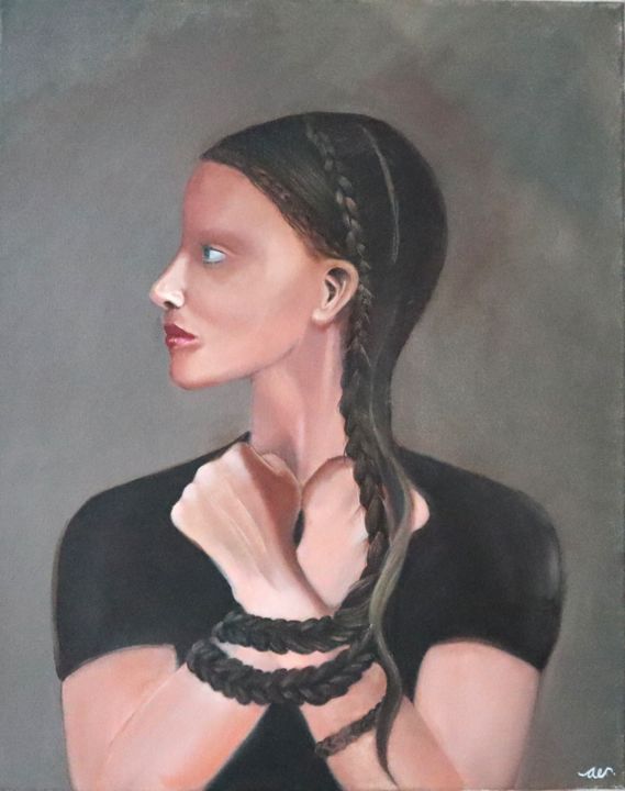 Malerei mit dem Titel "Self imposed oppres…" von Abrar Aleisa, Original-Kunstwerk, Öl