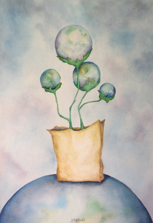 Pintura titulada "Una planta de plane…" por Alejandra Valeiro, Obra de arte original, Acuarela