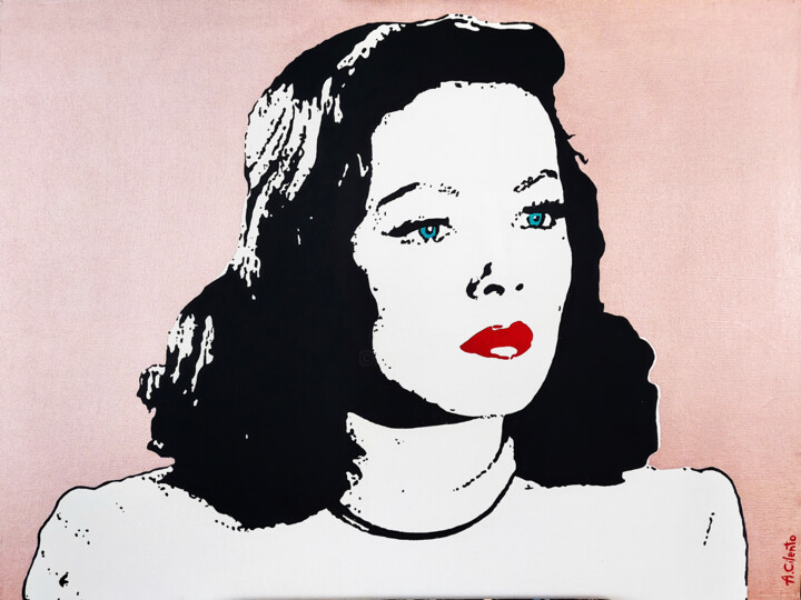 Painting titled "Gene Tierney in the…" by Alejandro Cilento, Original Artwork, Acrylic Mounted on Cardboard