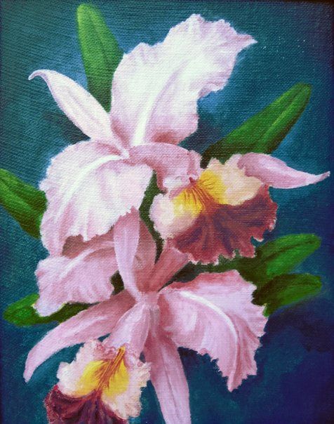 Pintura intitulada "Orchids/Flower study" por Alejandro Gonzalez Garcia, Obras de arte originais, Acrílico